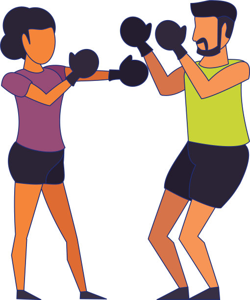 情侣训练运动卡通孤立蓝色图片下载