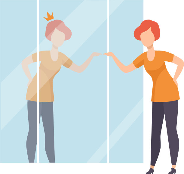 自恋的女人对着镜子图片下载