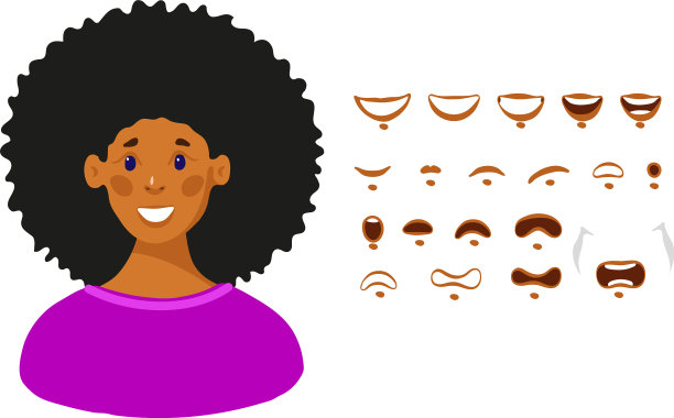 口设女性卡通人物平图片下载