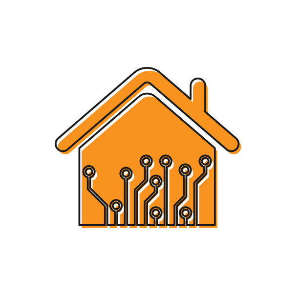 橙色智能家居图标隔离在白色图片下载