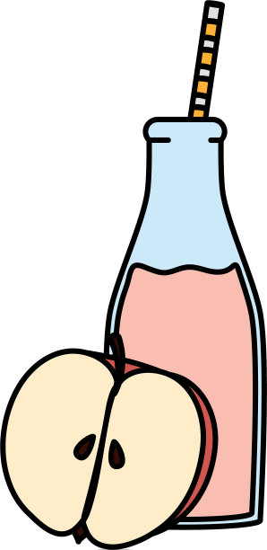 新鲜苹果汁，水果装在带吸管的瓶子里图片下载