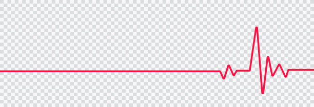 红色心跳线图标。在透明背景上的平面风格图片下载