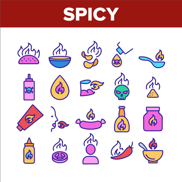 辣酱和食物收集图标集图片下载
