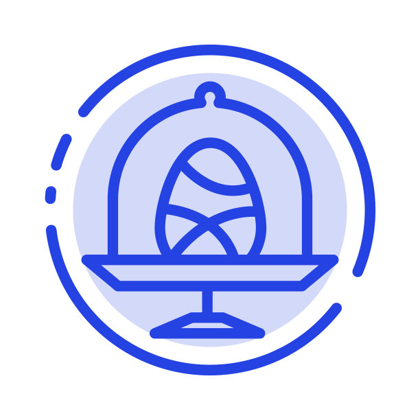 盘蛋食品复活节蓝色虚线线图标图片下载