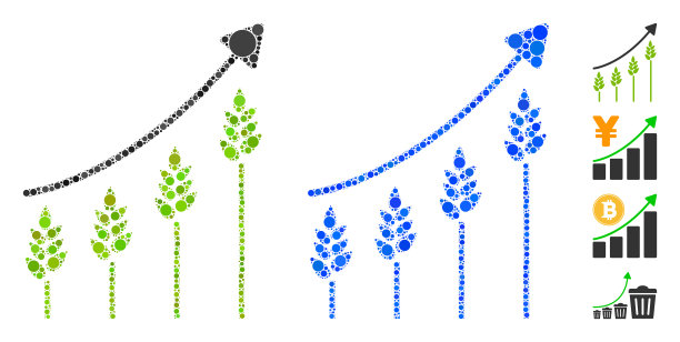 小麦生长图表马赛克图标球项目图片下载