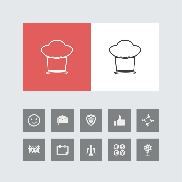 创意厨师线图标与奖金图标。图片下载