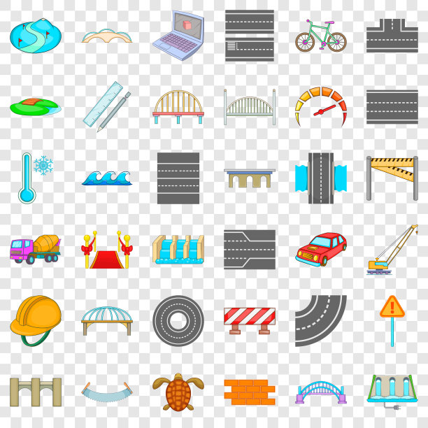 沥青图标设置卡通风格图片下载