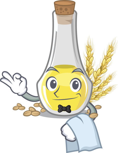 服务员小麦胚芽油在一个卡通图片下载