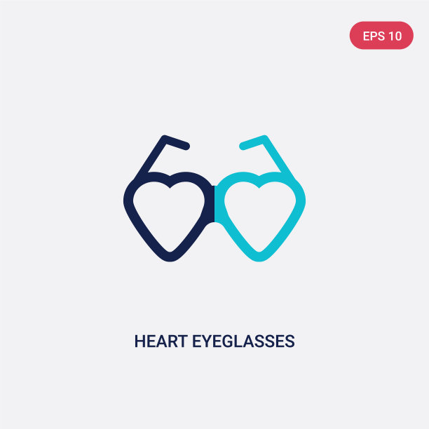 两种颜色的心形眼镜图标来自时尚图片下载