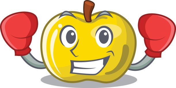 拳击黄苹果片卡通形状图片下载
