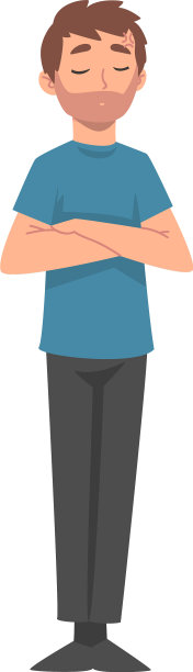 年轻人站在那里，双手合十图片下载