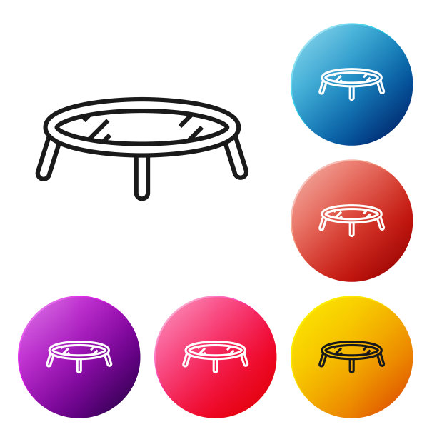 黑线跳跃蹦床图标孤立上图片下载