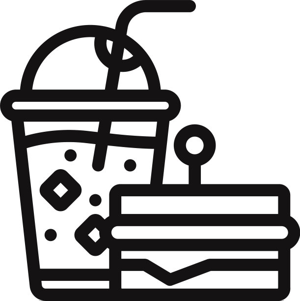 带饮料图标的三明治图片下载