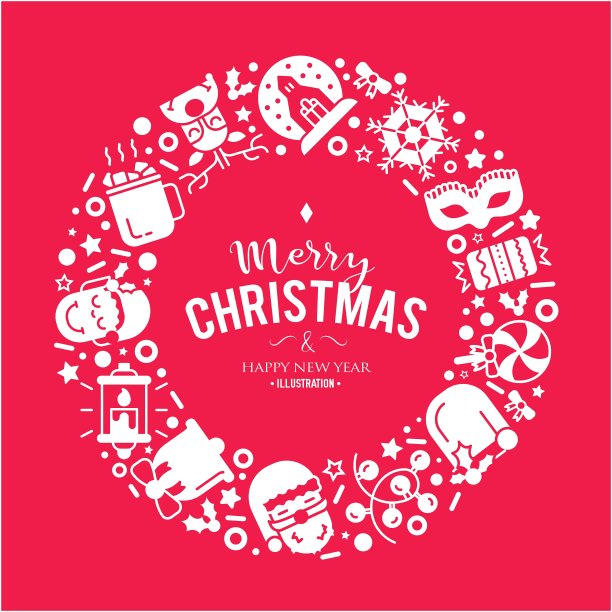 圣诞节背景与平面图标图片下载