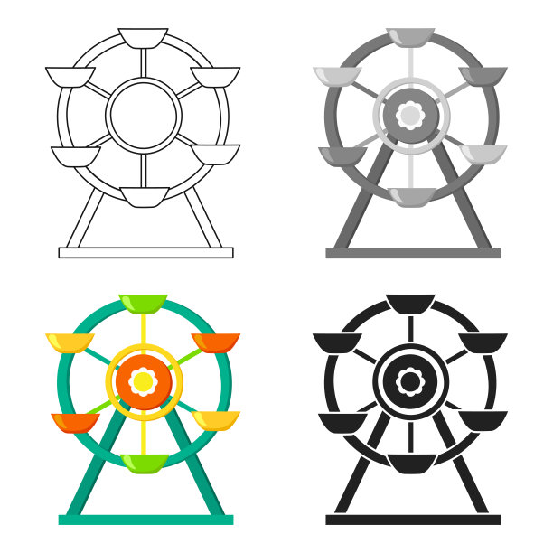 摩天轮图标在卡通风格孤立上图片下载