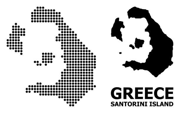 点马赛克地图圣托里尼岛图片下载