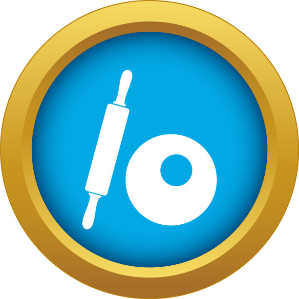 擀面杖和面团图标蓝色隔离图片下载