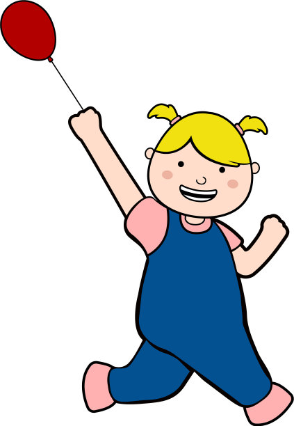 快乐的女孩带着气球跑图片下载