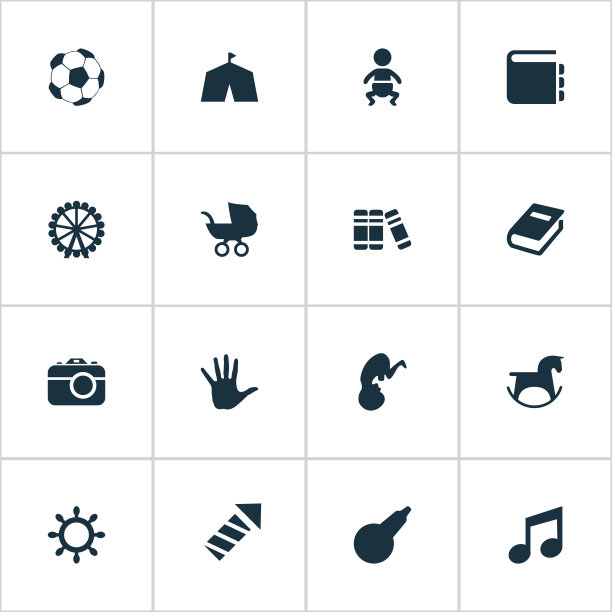 一组简单的婴儿图标图片下载