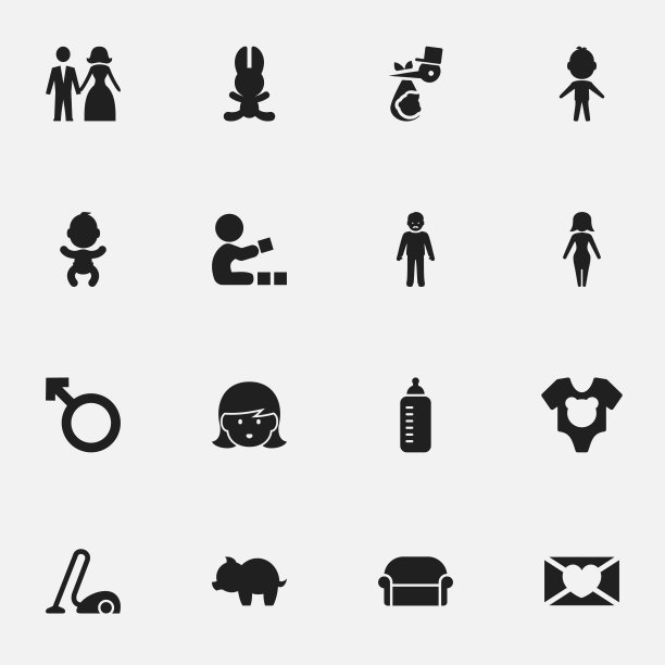 一组16可编辑的人图标包括符号图片下载