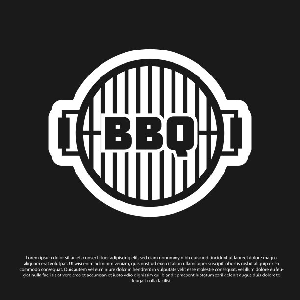 黑色烧烤架图标孤立在黑色图片下载