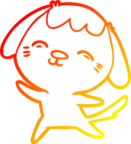 温暖的梯度线画快乐的卡通狗图片下载