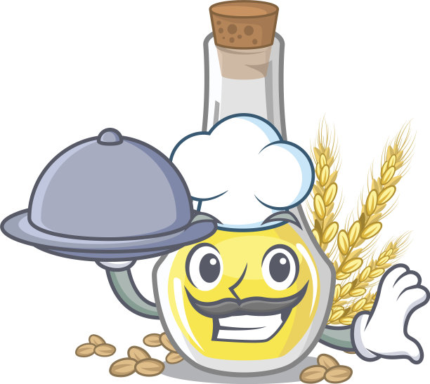 厨师与食物小麦胚芽油在一个卡通图片下载