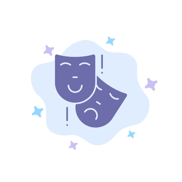 表演面具人物剧场蓝色图标图片下载