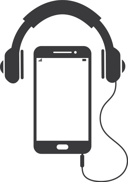 用带有耳机图标的智能手机播放音乐图片下载