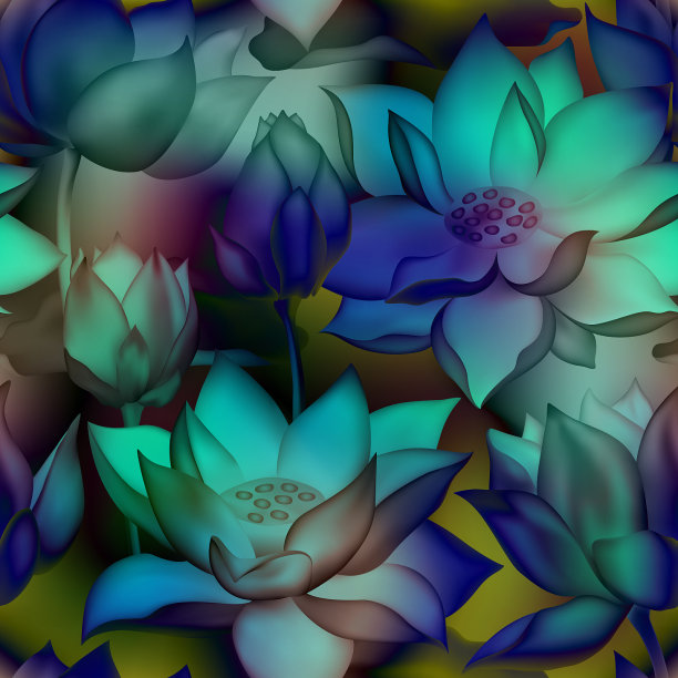 荷花花蕾无缝织物印花图片下载