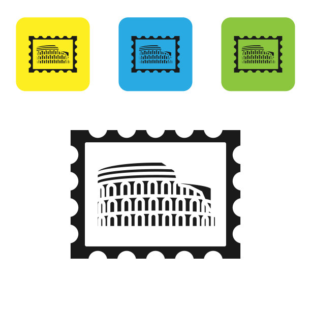 黑色邮票和体育馆图标隔离上图片下载