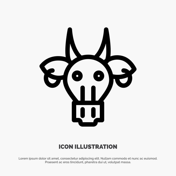 装饰动物公牛印第安骷髅线图标图片下载