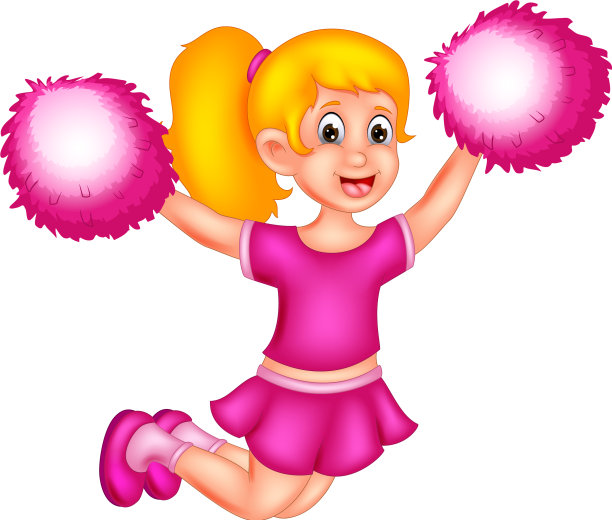 穿着粉色衬衫的有趣的啦啦队女孩卡通图片下载
