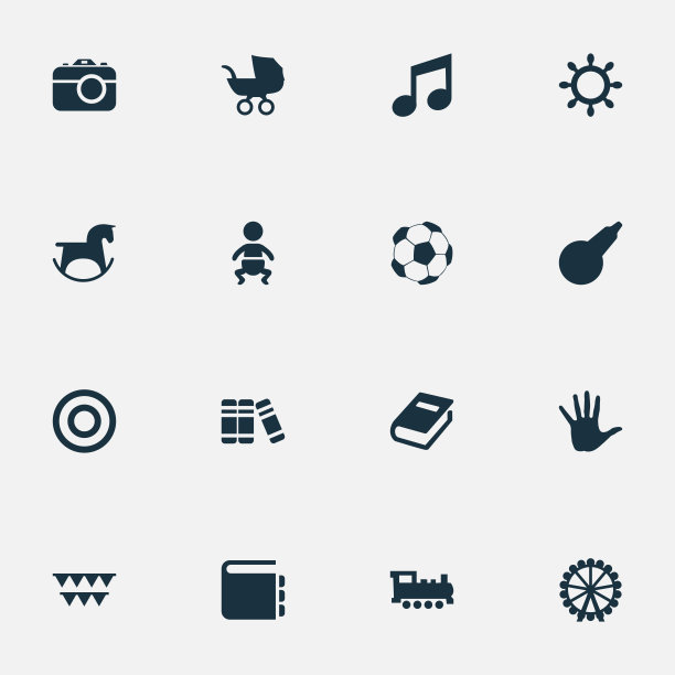 一组简单的婴儿图标图片下载