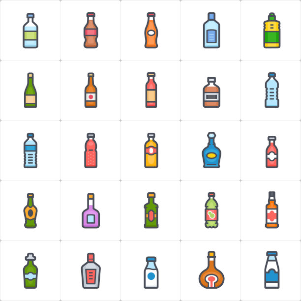 图标集瓶和饮料全彩图片下载