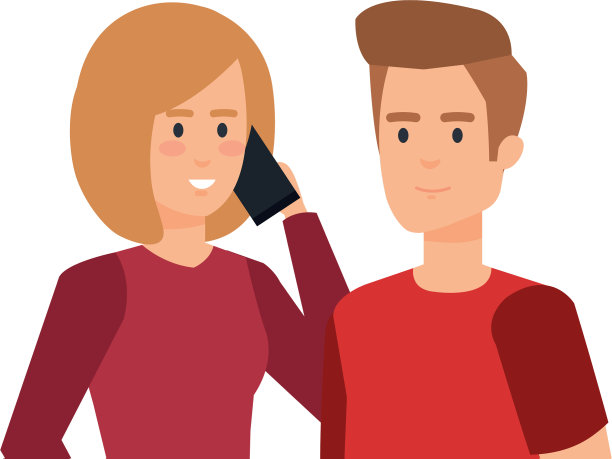 一对拥有智能手机角色的年轻夫妇图片下载