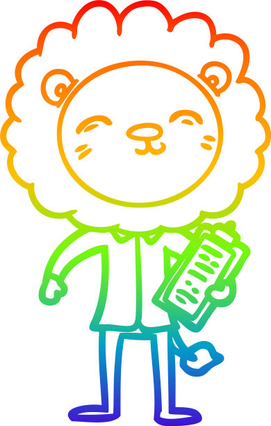 彩虹渐变线画卡通狮子图片下载