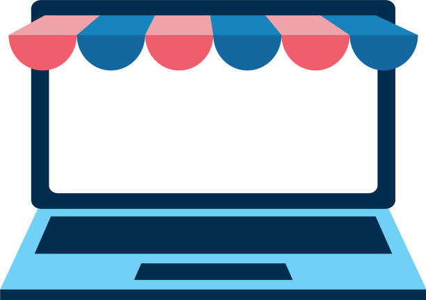 带电子商务帐篷的笔记本电脑图片下载