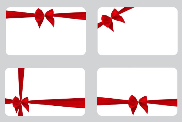 礼品卡模板集与丝绸红色图片下载