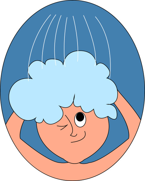 男孩在白色背景上洗澡图片下载