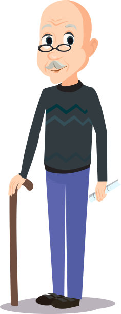 可爱的微笑光头老人和新鲜的报纸图片下载