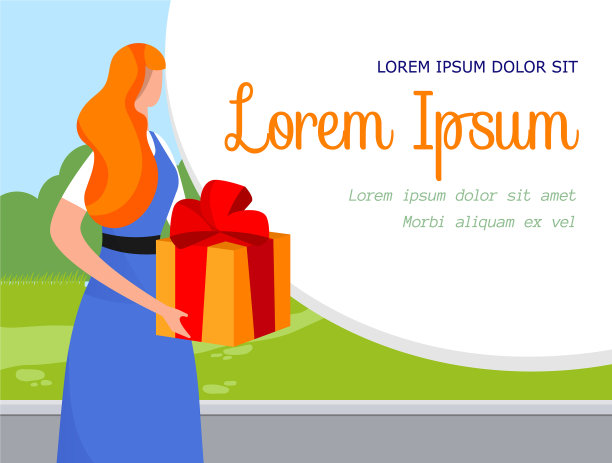 年轻漂亮的姜黄色女人拿着大礼盒图片下载