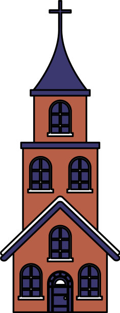 教堂十字架建筑在白色的背景图片下载