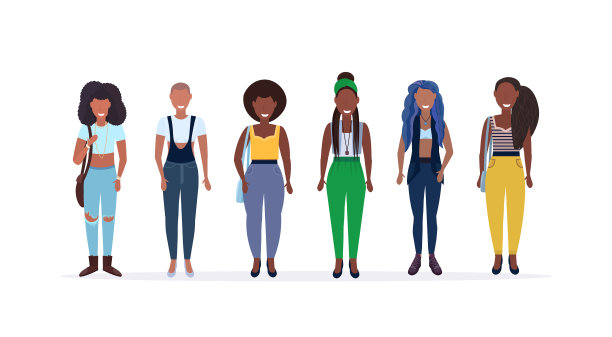 幸福随意的女人站在一起微笑图片下载