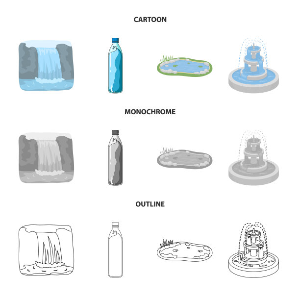 孤立物体的水滴符号集图片下载