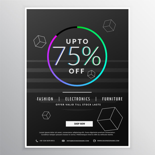 黑色销售传单横幅设计模板图片下载