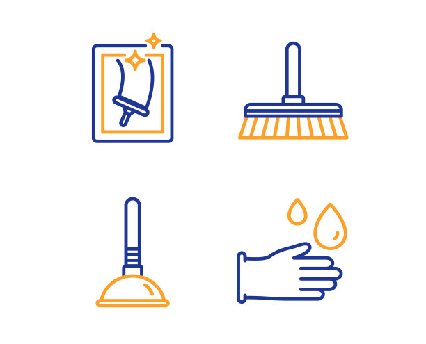 清洁拖把柱塞和窗口清洁图标图片下载