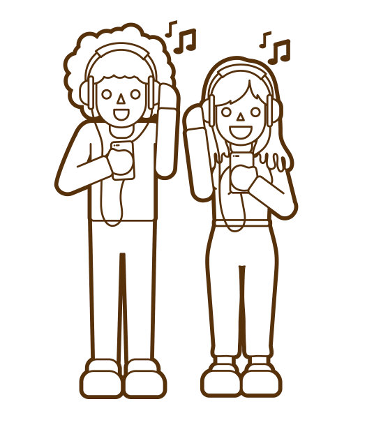 男人和女人一起听着友谊之歌图片下载