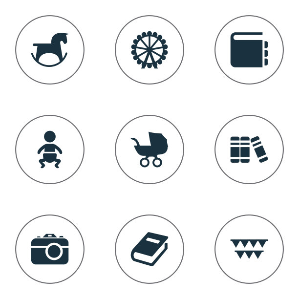 一组简单的婴儿图标图片下载