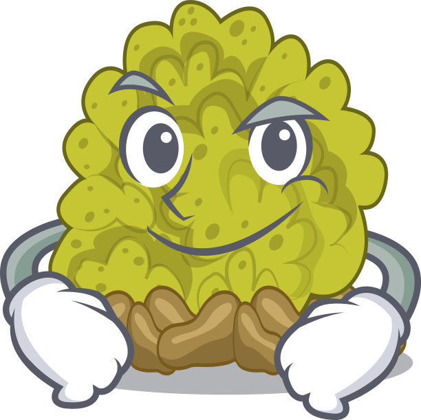 傻笑的迷你绿色珊瑚礁与吉祥物图片下载